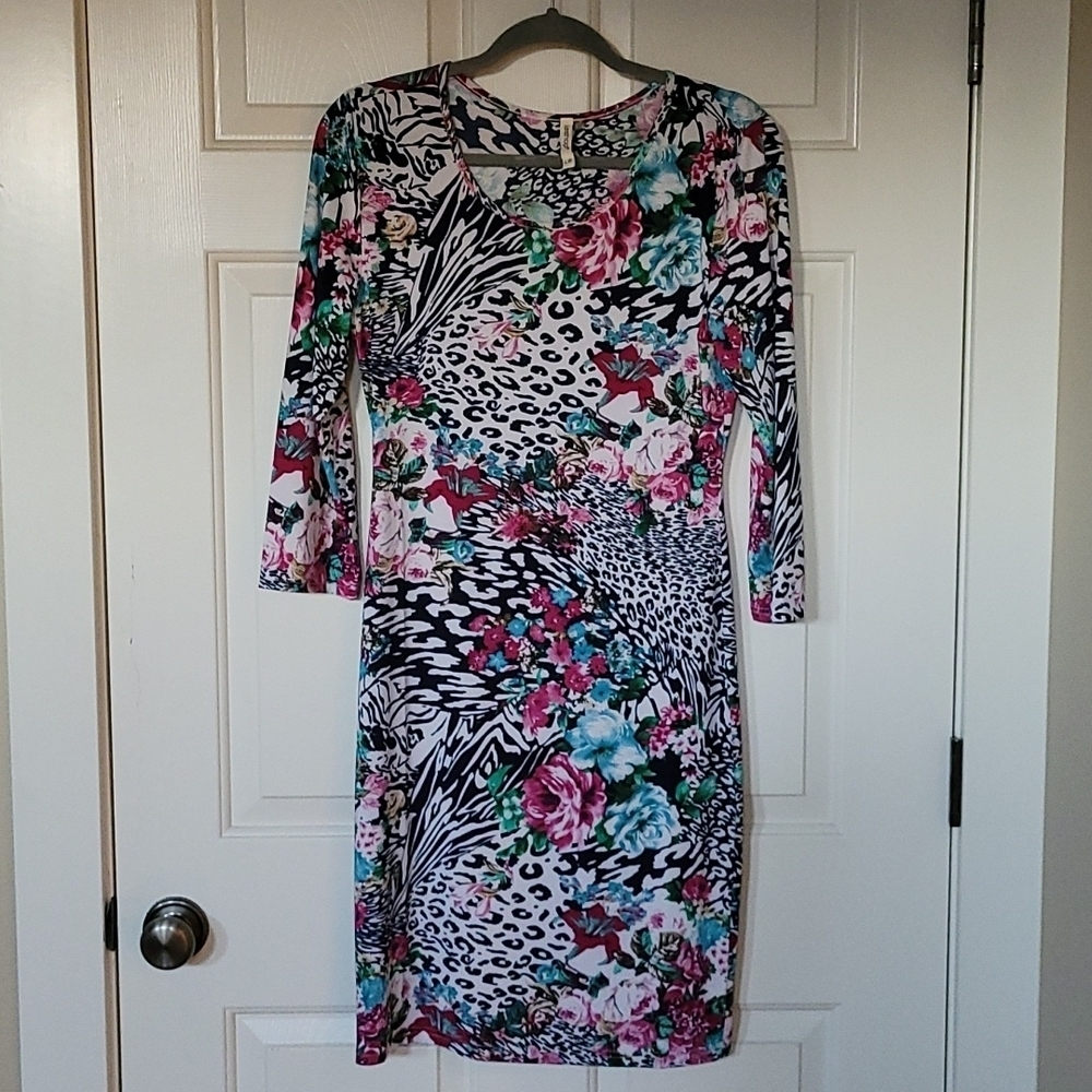 Multiprint bodycon dress
